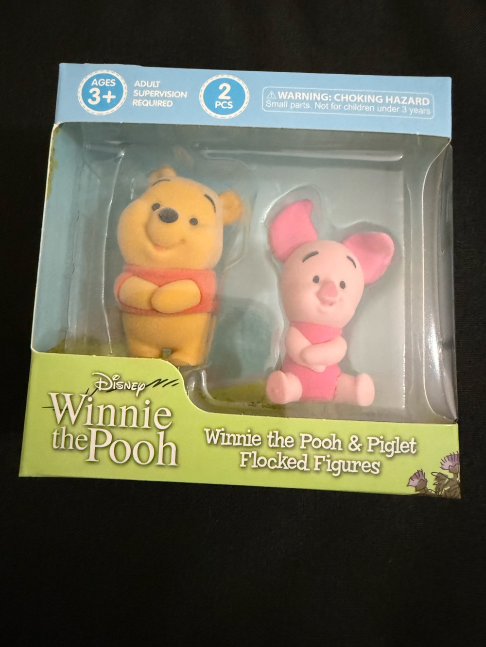 Disney Winnie the Pooh & Piglet Flocked Figures - Yellow, Red, Pink